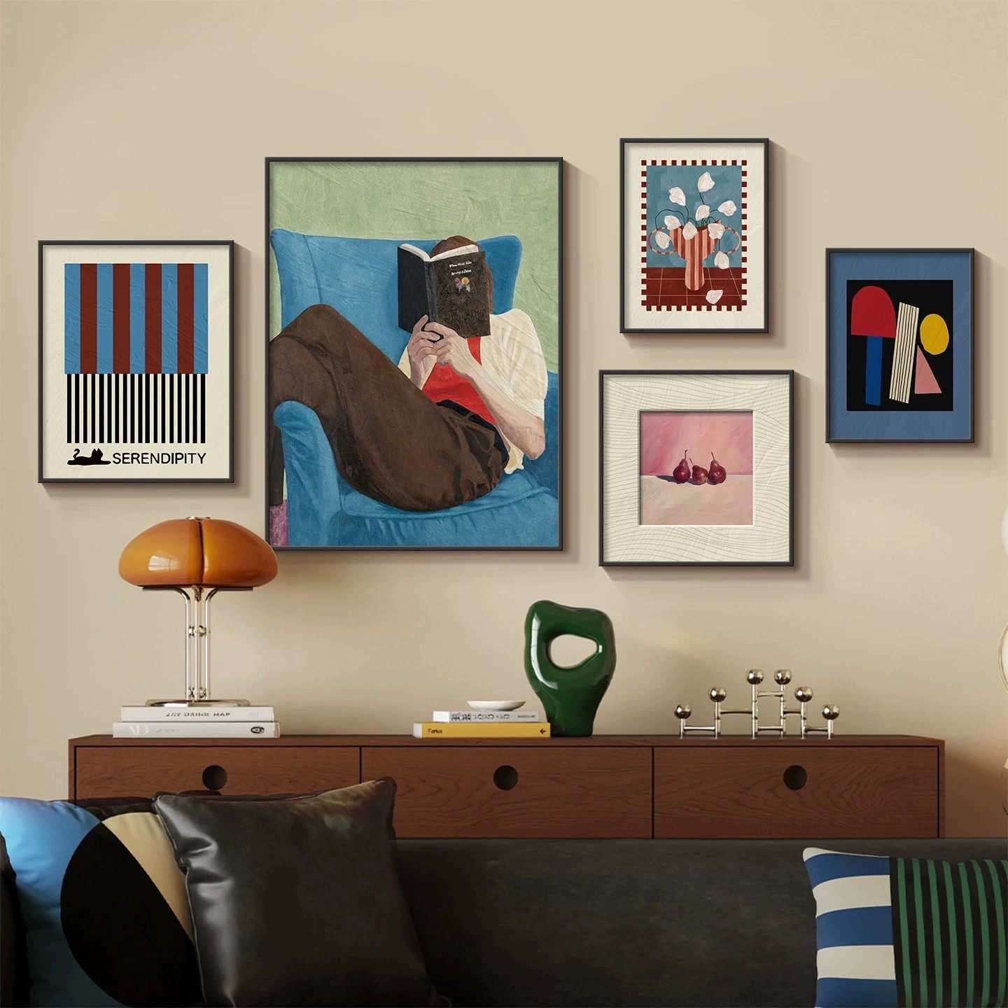 包豪斯客厅装饰画法式中古风沙发背景墙挂画小众艺术抽象人物壁画,淘宝优惠券,粉丝福利购,淘宝优惠卷