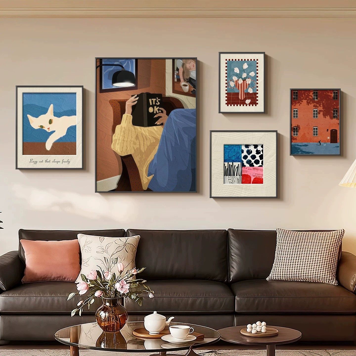 包豪斯客厅装饰画法式中古风沙发背景墙挂画小众艺术抽象人物壁画,淘宝优惠券,粉丝福利购,淘宝优惠卷