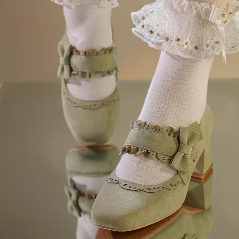 【海蒂庄园】秋田原创Lolita鞋中跟高跟圆头可爱少女蝴蝶lo鞋单鞋,淘宝优惠券,粉丝福利购,淘宝优惠卷