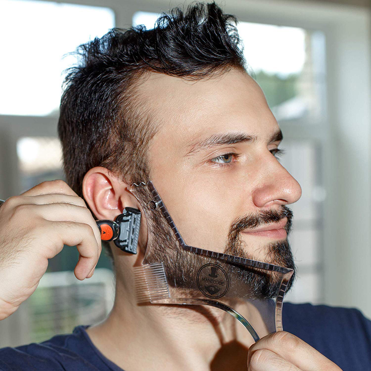 beard shaper型男鬓角胡子造型模板工具个性理发型梳子修剪胡须尺 - 图1