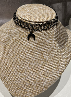 原宿弹性假纹身月亮颈链项圈 少女朋克哥特式 学院风气质百搭