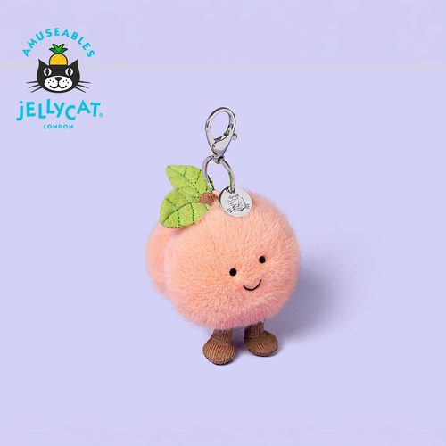 英国Jellycat趣味双叶桃子包包挂饰毛绒挂件钥匙扣2026春夏新品 - 图0