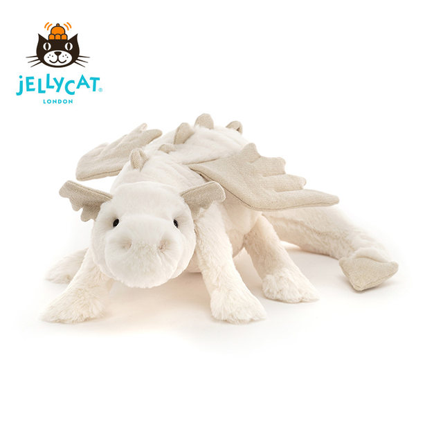 Jellycat snow dragon doll ມີປີກສີຂາວ
