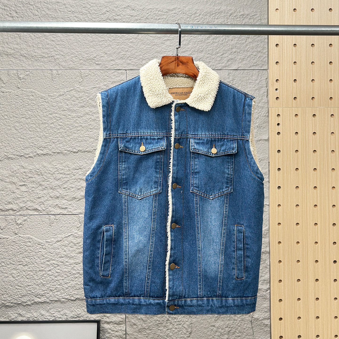 重磅高克重！加绒加厚羊羔绒！秋冬男士外贸休闲翻领保暖牛仔马甲,淘宝优惠券,粉丝福利购,淘宝优惠卷