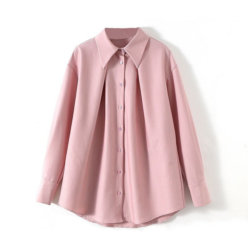 Garbociaga龙喜儿 乌龙蜜桃 高级设计感叠穿衬衣前襟压褶衬衫1237 - 图3