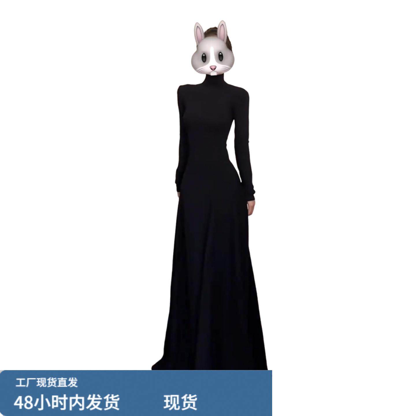 2025新款御姐高级黑色高领针织长袖连衣裙子女秋冬季内搭收腰长裙,淘宝优惠券,粉丝福利购,淘宝优惠卷