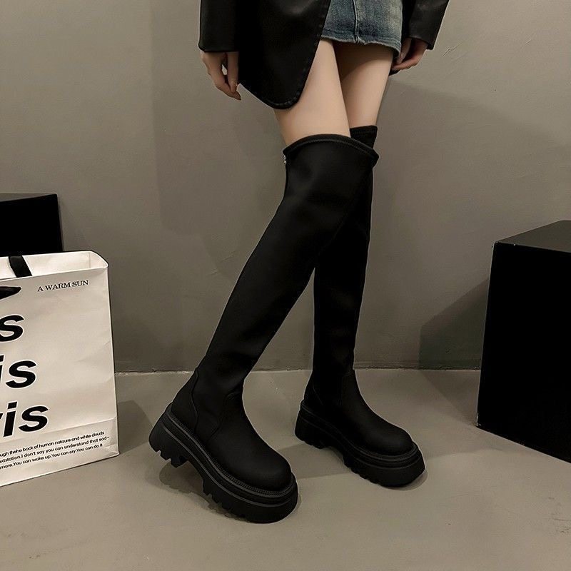 后拉链单里过膝靴女2025秋新款长筒靴显瘦高筒靴子长靴厚底骑士靴,淘宝优惠券,粉丝福利购,淘宝优惠卷