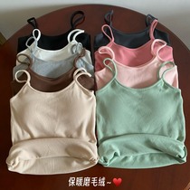 Thickened and gush warm vest mill fur small harnesses woman with chest cushion autumn and winter new hit undershirt with white blouses