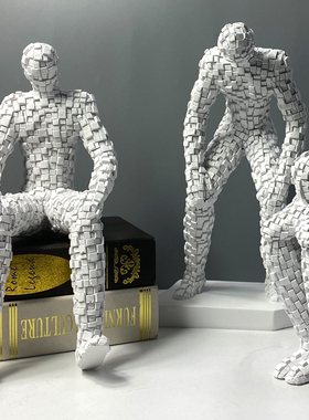 马赛克人物抽象桌面样板房软装