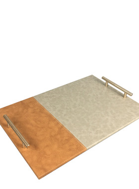 新尚皮质托盘轻奢现代客厅样板房