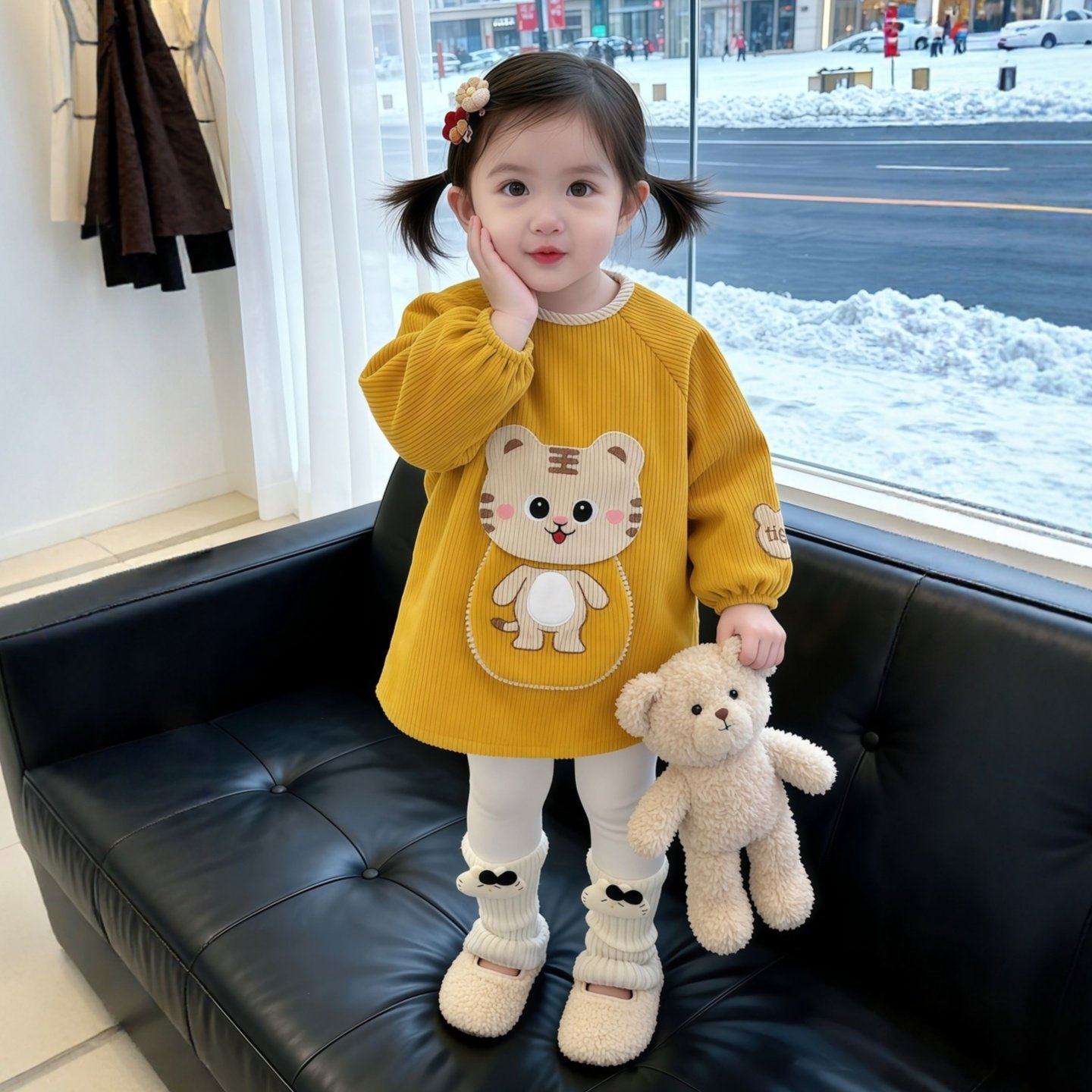 罩衣女宝宝外穿儿童防水防脏长袖反穿衣灯芯绒洋气绘画围裙兜倒褂,淘宝优惠券,粉丝福利购,淘宝优惠卷