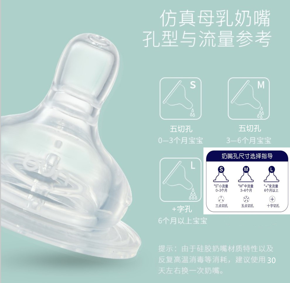 贝优能新生儿玻璃奶瓶纤巧宽口带吸管防胀气120ml160ml240ML280ML