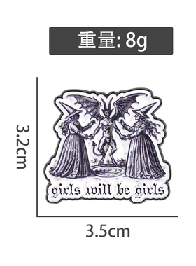 复古暗黑巫女恶魔造型胸针趣味味语录徽章小众男女衣服包装饰配饰