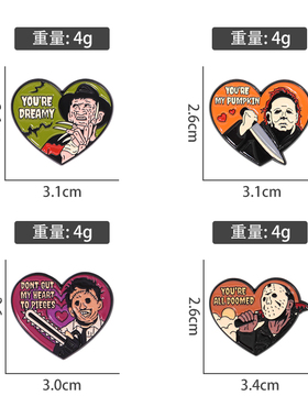 恐怖电锯面具杀手卡通人物周边金属徽章个性男女背包配饰勋章