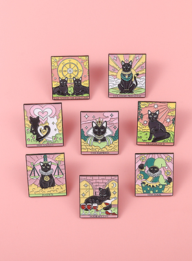 猫咪塔罗牌恋人命运之轮金属徽章