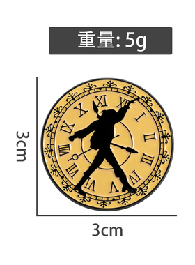 圆形卡通时钟人物造型创意金属徽章男女衣服包包装饰配饰个性胸针