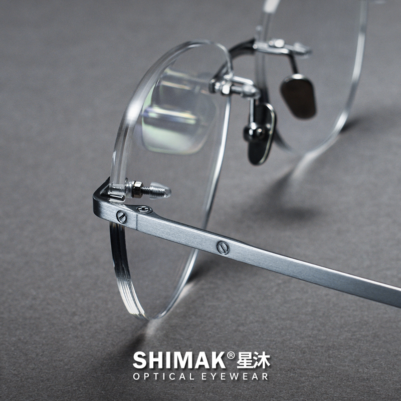 超轻复古无框眼镜框男款大脸纯钛近视飞行员式个性蛤蟆镜架防蓝光 - 图1