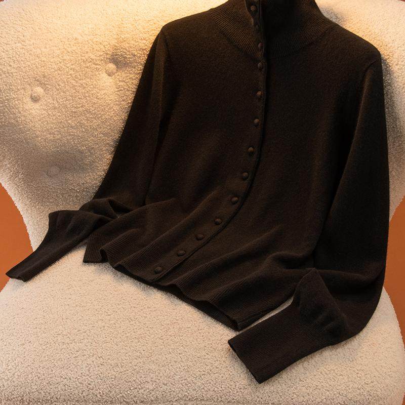 秋冬新款女高领山羊绒开衫红色毛衣单排包扣羊毛针织外套上衣百搭,淘宝优惠券,粉丝福利购,淘宝优惠卷