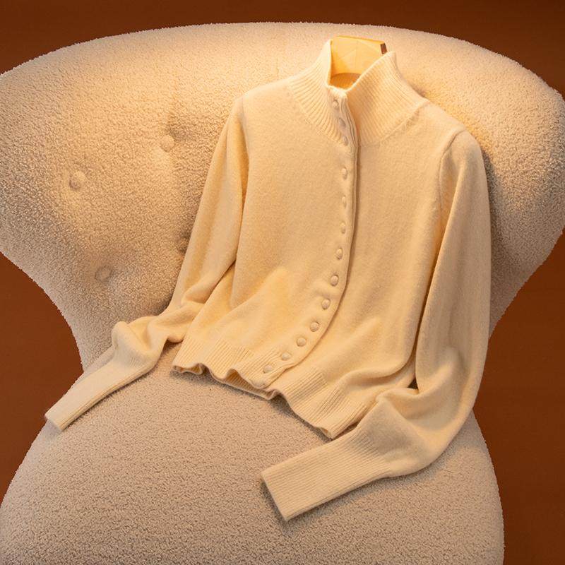 秋冬新款女高领山羊绒开衫红色毛衣单排包扣羊毛针织外套上衣百搭,淘宝优惠券,粉丝福利购,淘宝优惠卷