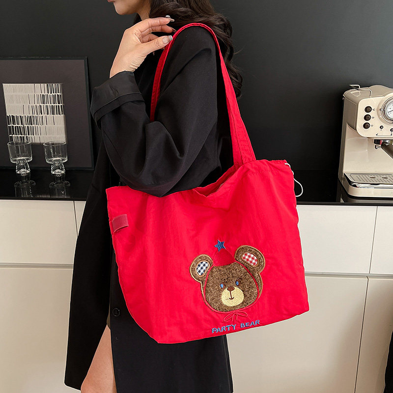 可爱小熊包包女大容量学生补习袋2026新款潮流百搭通勤单肩托特包,淘宝优惠券,粉丝福利购,淘宝优惠卷