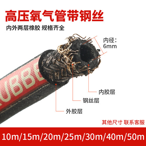 高压钢丝氧气管氧气乙炔双色管割刀丙烷气管工业用气割管软管6mm - 图2