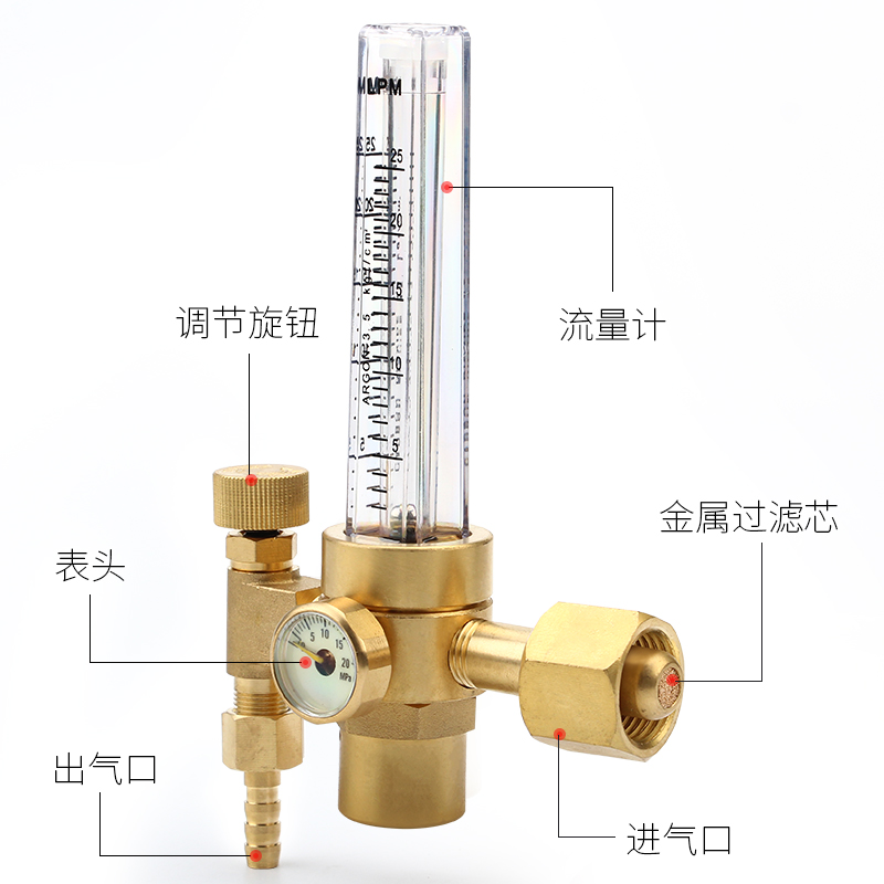 氩气表节能减压表氩弧焊机配件省气王压力表全铜减压阀流量计接头-图0