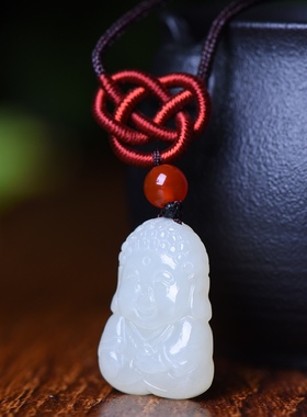 新疆和田玉羊脂玉白玉青白玉吉祥双面宝宝佛吊坠男女挂件玉坠玉佩