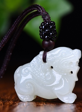 新疆和田玉羊脂玉白玉青白玉招财进宝貔貅吊坠男女款挂件玉坠玉佩