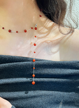 Meililove莓拉满天星红玛瑙珠链