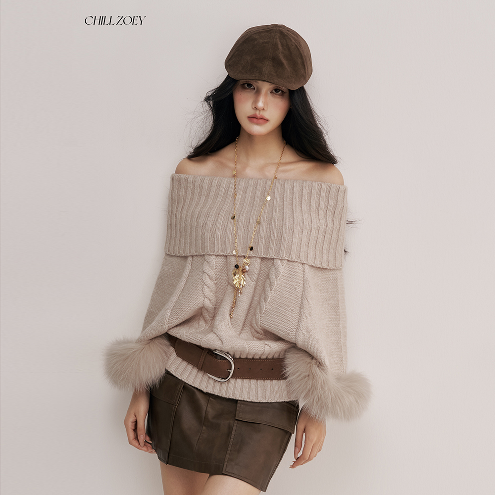 CHILL ZOEY毛衣女优雅气质雪中絮语斗篷上衣2025冬季新款官方授权 - 图1