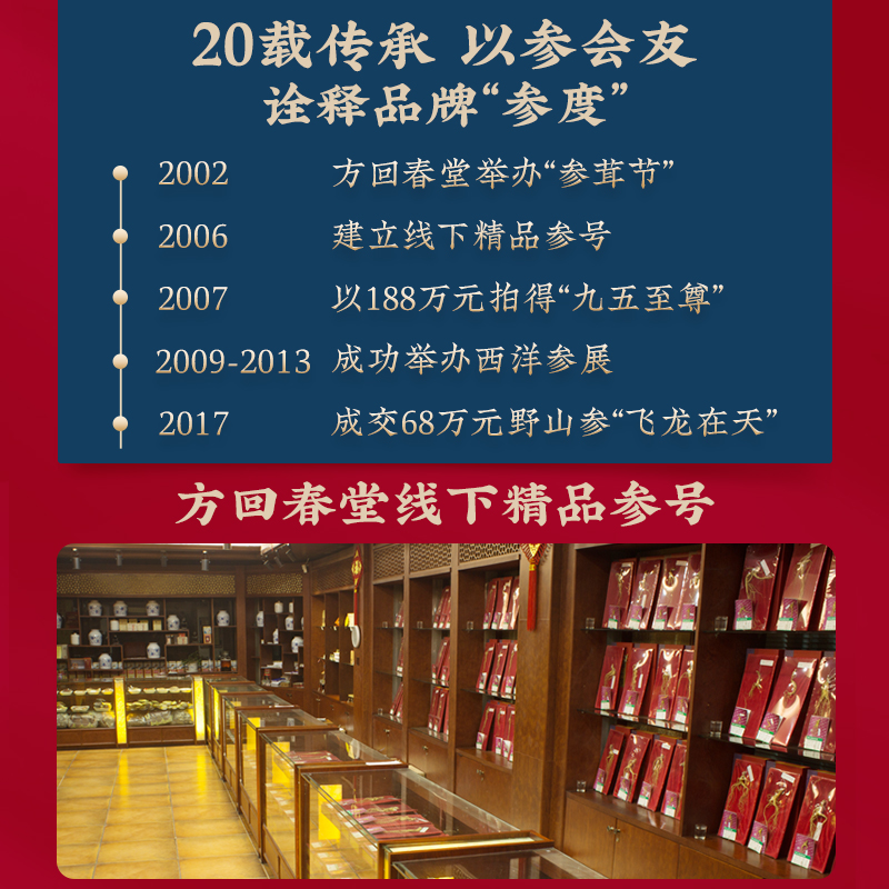 方回春堂杭检二等林下野山参干货人参送礼盒15年带证书长白山礼盒 - 图3