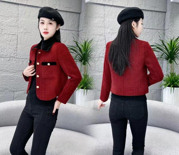 今年流行的漂亮小个子短款红色小香风保暖加厚外套女秋冬2025新款,淘宝优惠券,粉丝福利购,淘宝优惠卷