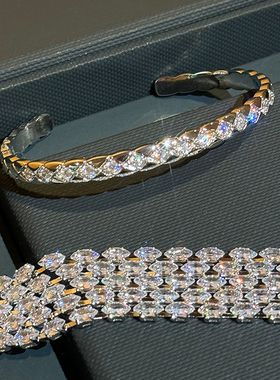 夜宴◆ 轻奢超闪满钻宽带手链高级感叠戴手镯时尚配饰礼物