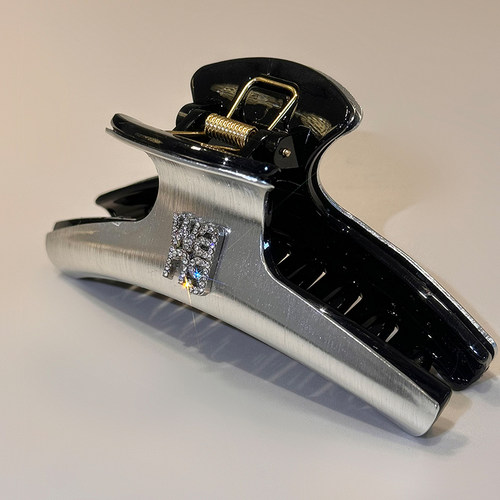 老钱主义◆发饰时尚拉丝金属黑抓夹大号发夹后脑勺盘发慵懒鲨鱼夹 - 图3