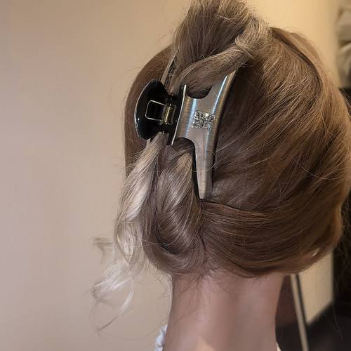 老钱主义◆发饰时尚拉丝金属黑抓夹大号发夹后脑勺盘发慵懒鲨鱼夹 - 图2