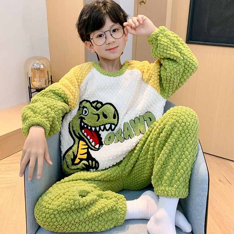 秋冬季小学生男童睡衣珊瑚绒男孩中大儿童加绒加厚家居服2026新款