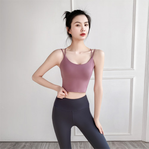 运动内衣女跑步防震防下垂高强度健身文胸美背背心瑜伽服套装 - 图0
