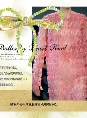Cercoo/奢蔻蝴蝶心结发卡手工蝴蝶结发夹水晶发饰女后脑勺弹簧夹