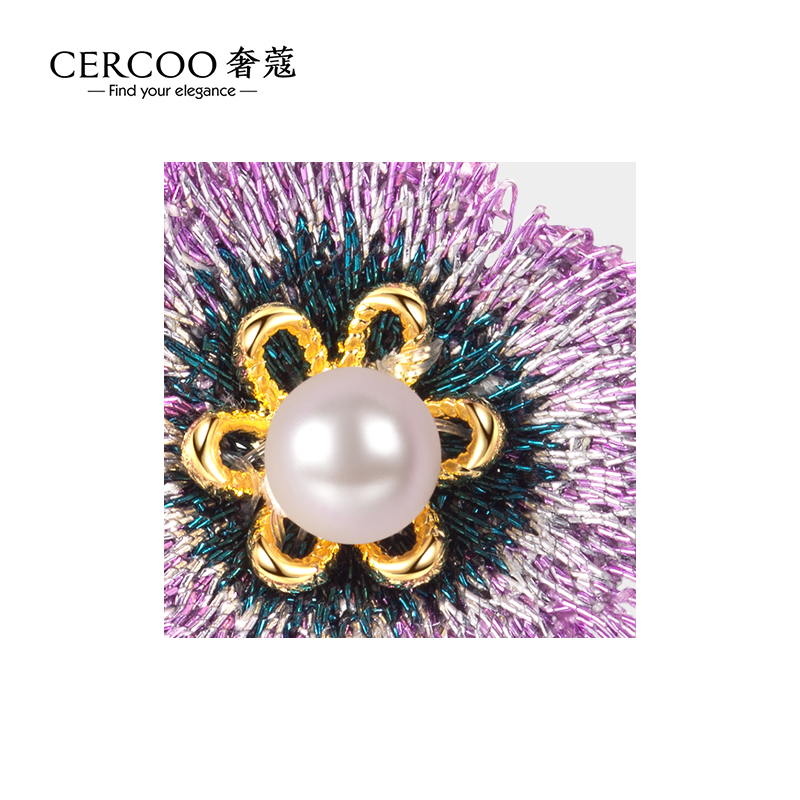 Cercoo/奢蔻莫奈花园小径手工编织山茶花耳钉耳环耳饰气质小众女