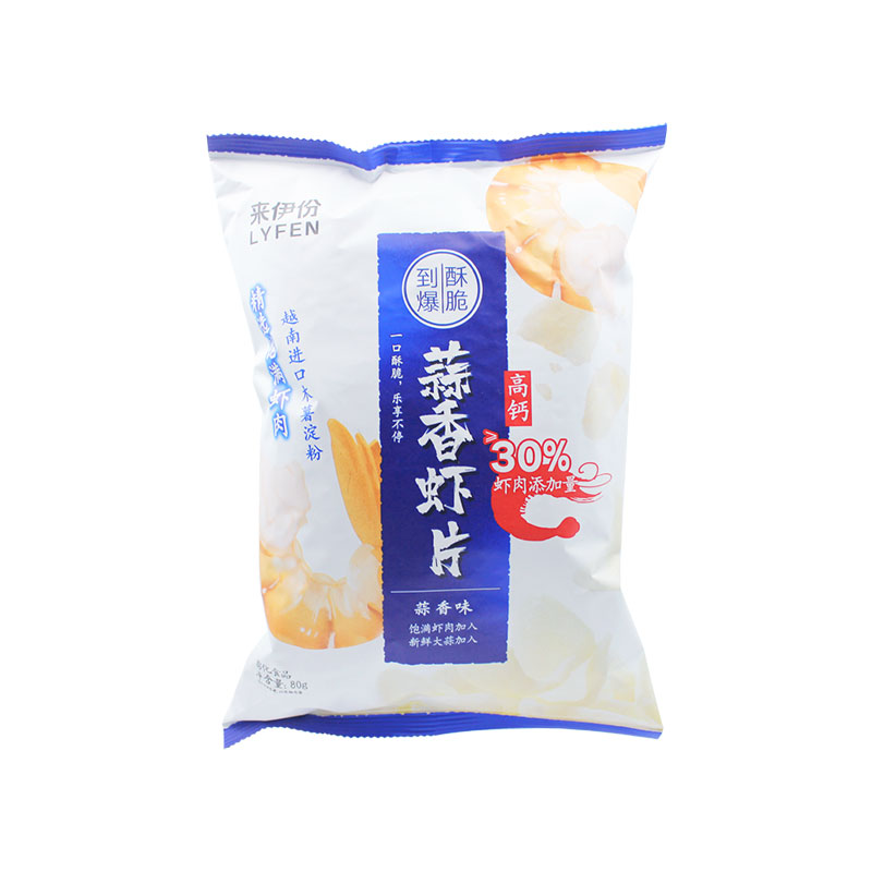 来伊份蒜香虾片80gx2包休闲酥脆可口薯片膨化食品追剧零嘴零食 - 图3