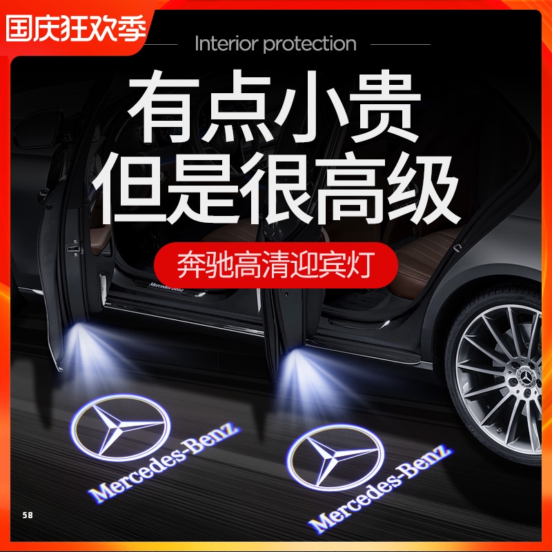 奔驰10-24款E级改装车门灯E300L车门板高清不褪色E260L投影迎宾灯 - 图3