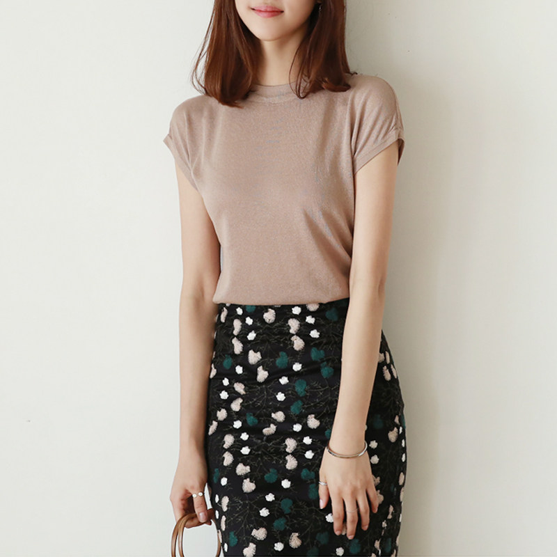 冰丝夏季2020新款短袖套头针织衫 少媞毛针织衫