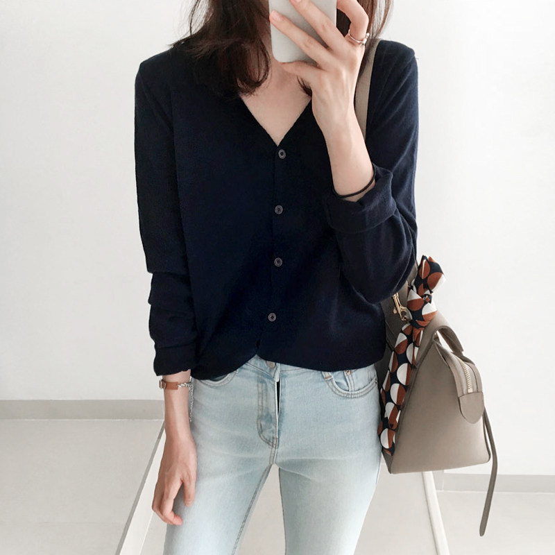 外搭2020新款黑色宽松长袖针织衫 少媞毛针织衫