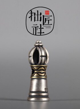 纯手工925银镶嵌铜金刚铃杵 星月金刚108颗佛珠手串背云高端配饰