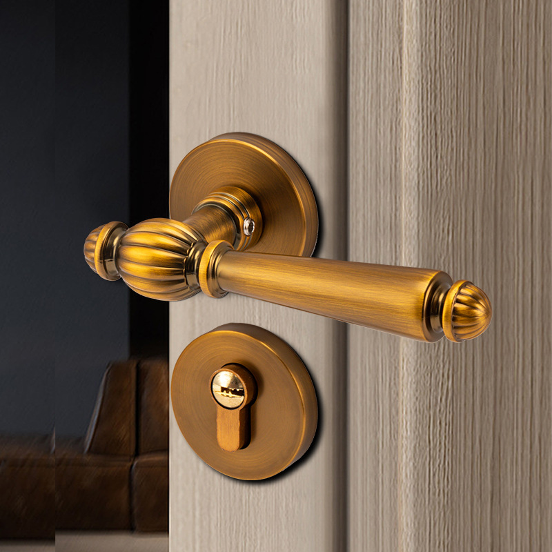 室内静音磁吸分体金色卧室门锁家用通用型房间门把手木门房门锁具 - 图2