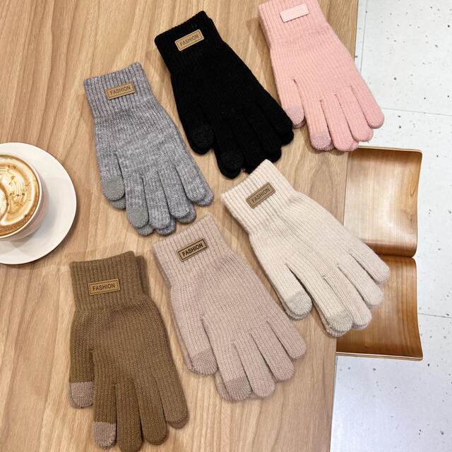 Thickened cycling knitted men's and women's style, touch screen warm