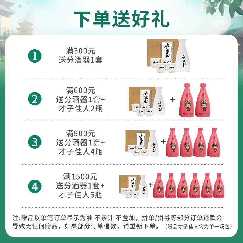 庐陵王房县黄酒洑汁合家欢正宗糯米酒 500ml*4坛礼品整箱装-图1