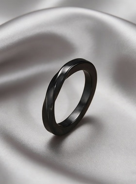 黑色莫比乌斯环戒指男士简约素圈