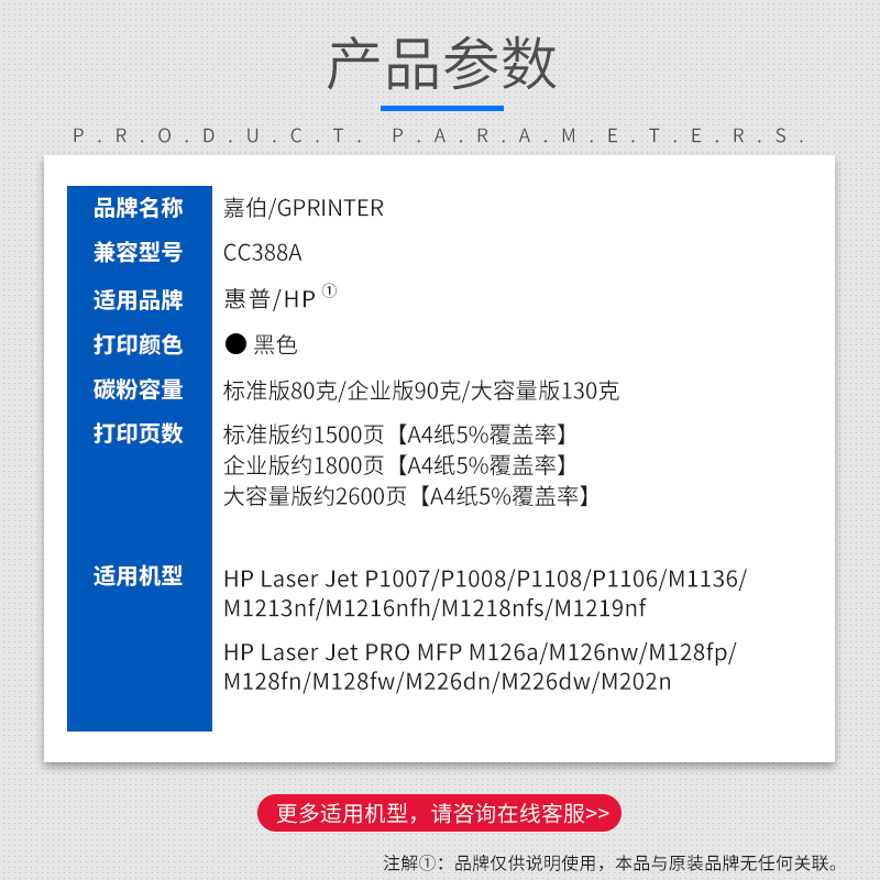 适用惠普M1136硒鼓HP M1139MFP P1108 P1106 P1008 P1007 M1213nf 1216nfh M126a/nw打印机CC388A墨盒88A-图1