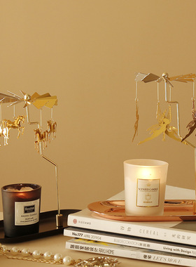 托盘旋转烛台香薰蜡烛浪漫走马灯